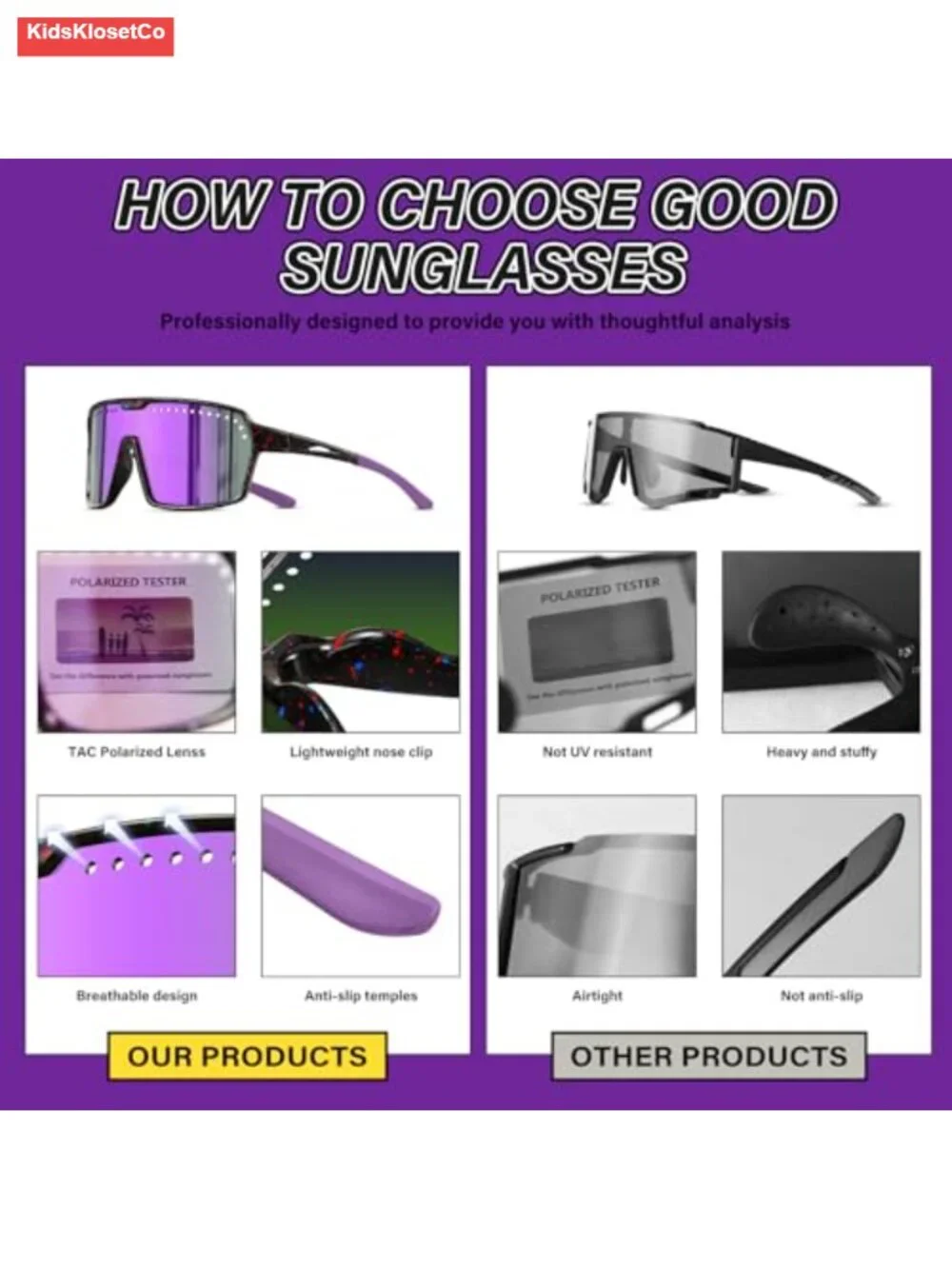 Polarized Kids Sunglasses Youth Baseball Sun Glasses Sports UV400